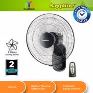 SAPPHIRE 16" WALL FAN / WITHOUT REMOTE CONTROL / WITH REMOTE CONTROL WF-AC-31-BK WF-AC-68-BK