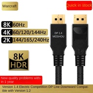 Kabel Warcraft DP Versi 1.4 8K@60Hz 4K@144Hz HD Monitor Komputer Kabel Sambungan DisplayPort