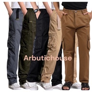 seluar cargo pants six poket straight leg kain stretchable premium quality ready stock