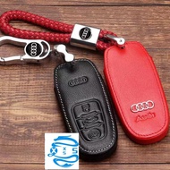 Audi AUDI A6L/Q3/Q5/Q7/A7 Key Leather Case A1 A3 A4 Metal Car Logo AUDI Genuine Leather Key Case Protective Case A5 a6
