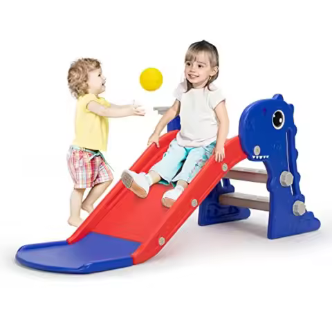 3 in 1 Toddler Slide Slide Climber Playset with Basketball Hoop Indoor and Outdoor Playground for Fo