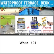 101 WHITE ( full set 1L waterproof primer / 1L epoxy &amp; tools ) Tiles &amp; Cement floor waterproofing paint