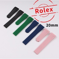 Silicone Strap Men 20mm Suitable for Rolex Strap Submariner Daytona Black Fruit Green Water Ghost Waterproof Rubber Curved Bracelet Watch Strap Silicone Strap Fashionable Breathable