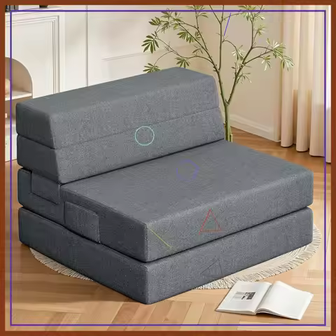 Foldable Sofa Bed, 6-Inch Floor Mattress for Living Room, Guest Bed, Dark Gray 75x25x6