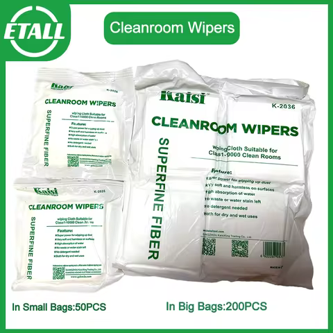 KAISI 50pcs 200pcs Anti Static LCD Cleaning Cloth 9*9 Lint Free Polyester Cleanroom Dust-free Cloth