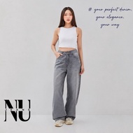 NUJEANS - Long Jeans | Highwaist Baggy Jeans | Non Stretch Denim | Grey Grey | Adena