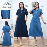 Denim jeans skirt V-26 LD90-108 LP80-100CM P115CM Front collar neck with live buttons on the back of