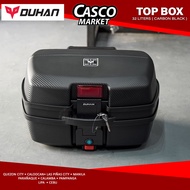 DUHAN 32L TOP BOX CARBON PRINT WITH FOAM BACKREST ATTACHED AND BASE PLATE