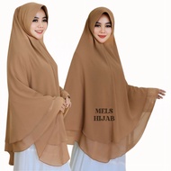 Mels Hijab - Haura (Jilbab Khimar Syari Jumbo Ceruty Babydoll) Kerudung Pad Antem 2 Layer
