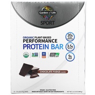 Garden of Life, Sport, Organic Plant-Based Performance Protein Bar, Chocolate Fudge, 12 Bars, 2.61 o