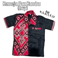 KEMEJA BUDAK LELAKI KID PUA KUMBU HALF DESIGN MOTIF SARAWAK