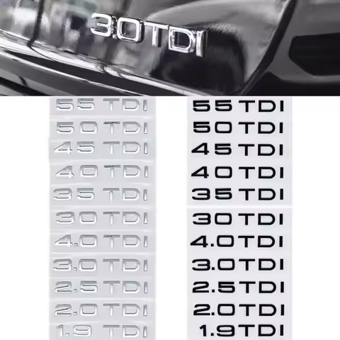 3D ABS Car Sticker For 2.0 2.5 3.0 4.0 TDI 30 35 40 45 50 55 TDI A4 A5 A6 A7 A8 Q5 Q7 Letter Emblem 