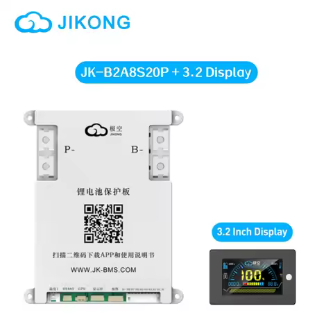 JIKONG Smart BMS JK-B2A8S20P+3.2inch LCD Display 4S-8S Lifepo4 Li-Ion Lto Battery 12V/24V Current 2A