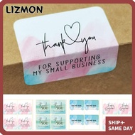 LIZMON 100PCS Thank You Stickers Watercolor Pink Blue 4*4cm Gift Wrapping Gorgeous