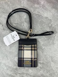 ✨全新💕COACH蔻馳卡套證件套掛繩款 經典老花格紋