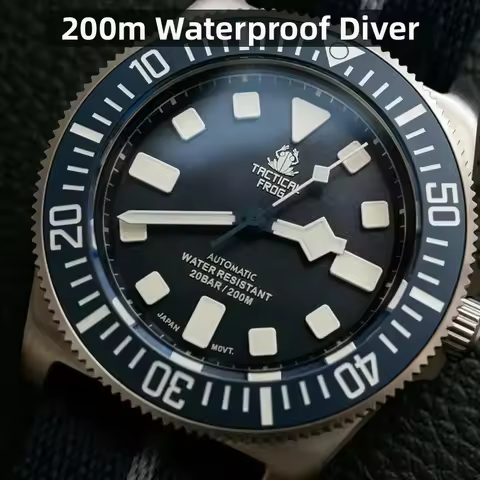 Tactical Frog FXD V4 Mechanical Watch NH35 Automatic Movement Titanium Mens Watches 200m Waterproof 