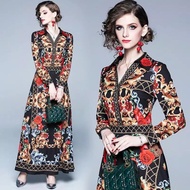 maxi dress panjang long gown muslim vintage retro hijab motif bunga