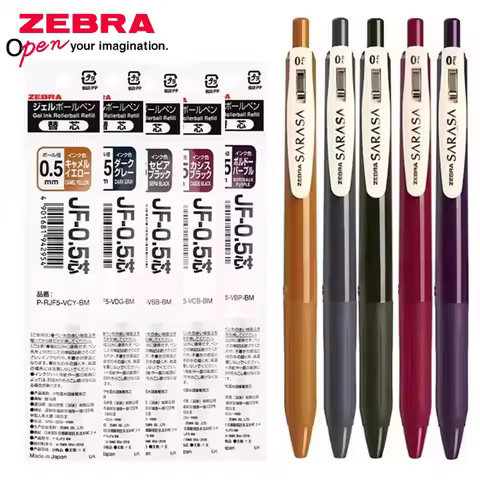 ZEBRA Retro Color Gel Pen JJ15 SARASA Push Color 0.5mm Pens for Writing 10 Color Kawaii School Suppl