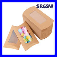 SRGSW 20/10pcs Pillow Shape Cookie Candy Box with Window Wedding Christmas Kraft Paper Gift Packaging Boxes Birthday Party Supplies SDBVS