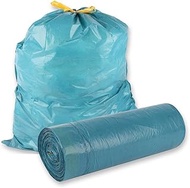Franz Mensch Pack of 75 Bin Liners 120 L with Drawstring, LDPE, Blue, Tear-Resistant, Roll, Waste Di
