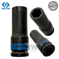 Black Long Socket Wrench 17mm x 1/2" Impact Deep Socket 6PT Shock Impact Socket 17 mm KING TONY