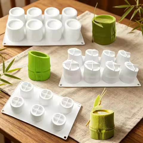 6 or 8-Cell Bamboo Joint Design Food Grade Mousse Cake Mould Silicone Chocolate Mold DIY Candle Moul