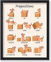Poster Master Prepositions Poster - Educational Print - Learning Materials Art - Cat &amp; Box Art - Gift for Kids, Students &amp; Teacher - Great Wall Decor for Classroom or Library - 8x10 UNFRAMED Wall Art