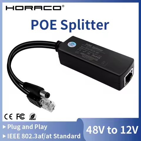 HORACO POE Splitter 12V 2A Output with IEEE 802.3af/at Active Power Over Ethernet Adapter for Securi