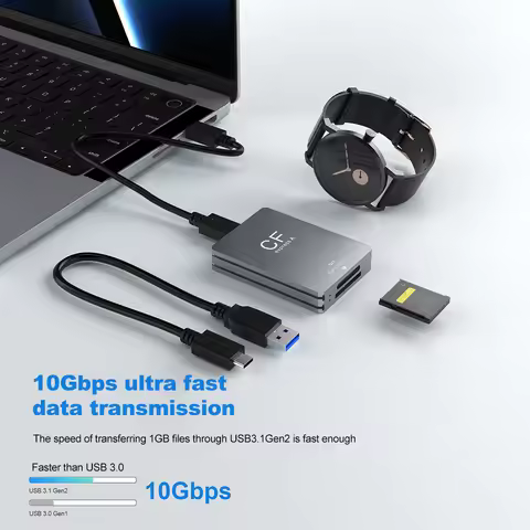 2 in 1 CFexpress Type A SD Card Reader CFexpress Reader Dual-Slot Portable CF Express Reader with US