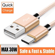 [COD] Realme C25s C25 C21 C20 C12 C15 Type C Max 30W Quick Charger Cable Braid Durable USB Data Cable Line