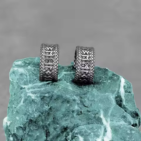 Vintage Viking Rune Ear Clip Earrings Stainless Steel Men's Hip Hop Biker Fashion Accessories Charm 