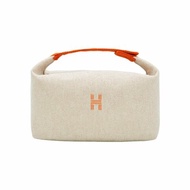 Hermes Bride-a-Brac 帆布H刺繡大號便當包(米白/橘)