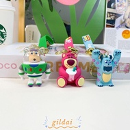 GILDAI Anime Keychain, Strawberry Bear Buzz Lightyear Cartoon Doll Keyring, Cartoon Stitch Judi Vari