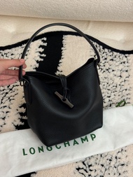 Longchamp Le Roseau Essential XS Black Grained Cowhide Bucket Bag