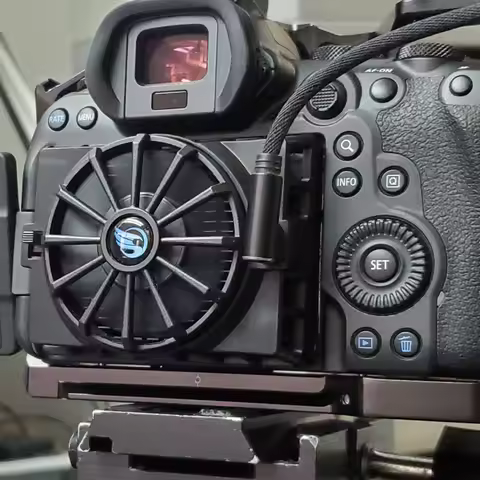 side screen camera universal cooling fans R5 R6 M50 850D RP 200D2 reduce heat extend 4K record time 