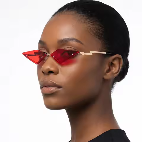 Y2K Rimless Triangle Sunglasses Women Men Fashion Geometric Sun Glasses for Party Club Festival Acce