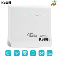 KuWFi 300Mbps 4G Router 4G LTE CPE Router Mobile WiFi Wireless Indoor Router 2.4GHz WFi Hotspot With Lan Port SIM Card Slot gubeng