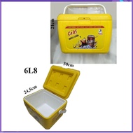 Double-layer plastic ice bucket 6L8 thick, outer size 30x24.5cm, height 21cm, bottom: 23x18x16cm.