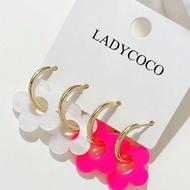 2 Pairs Fashionable & Cute Acrylic 5-Petal Pendant Earrings, Suitable For Women, Great For Dates, Pa