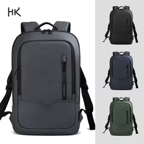 HK Slim Men's Backpack For 17.3'' Laptop Bags Waterproof Business Backpack Lightweight School Bag Fa
