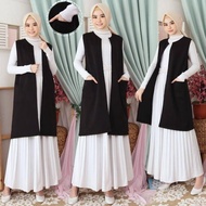 Long cardan tanpa lengan premium/ outer wanita kekinian/warna hitam