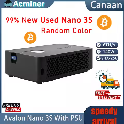 99% New Bitcoin Miner Used Avalon Nano 3S Canaan Mining with Original PSU 140W Solo 6th/s Mini Machi