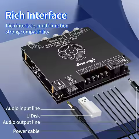New Bluetooth Digital Amplifier Board 220W+220W+350W 2.1-Channel TPA3251 High-Bass Adjustment Subwoo
