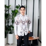 Laskala Batik Premium Bone Cream Kemeja Batik Pria Slimfit Lengan Panjang