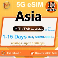 Asia 10 Countries eSIM 5G High Speed 1-15 Days | Unlimited Data | Southeast Asia eSIM | Instant Deli