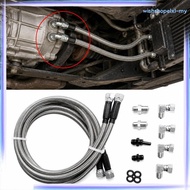 [WishshopelxlMY] Extended Length Braided Transmission Fluid Oil Cooler Hose Complete Kit for Chevrol