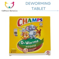 [ Exp 11/2027 ] CHAMPS D-WORM 200MG 2'S (CHOCOLATE) - Deworming Chewable Tablet for Children & Adult