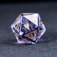 Light Purple Zircon Glass Dragon Pattern COC Running Group Dice dnd Cru 20 Sides