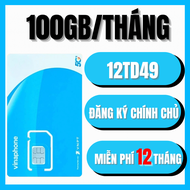 ( SIÊU SIM ) Sim 5G Vina 12TD49 Tặng ngay 100GB/tháng Miễn Phí 12 Tháng Không Phải Nạp Tiền - Sim D