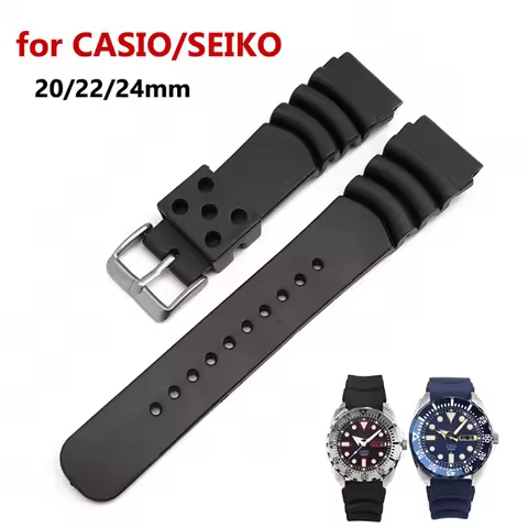 Wrist Strap for Seiko 20mm 22mm 24mm Diver Rubber Watch Band Silicone Sports Bracelet for Seiko SKX0
